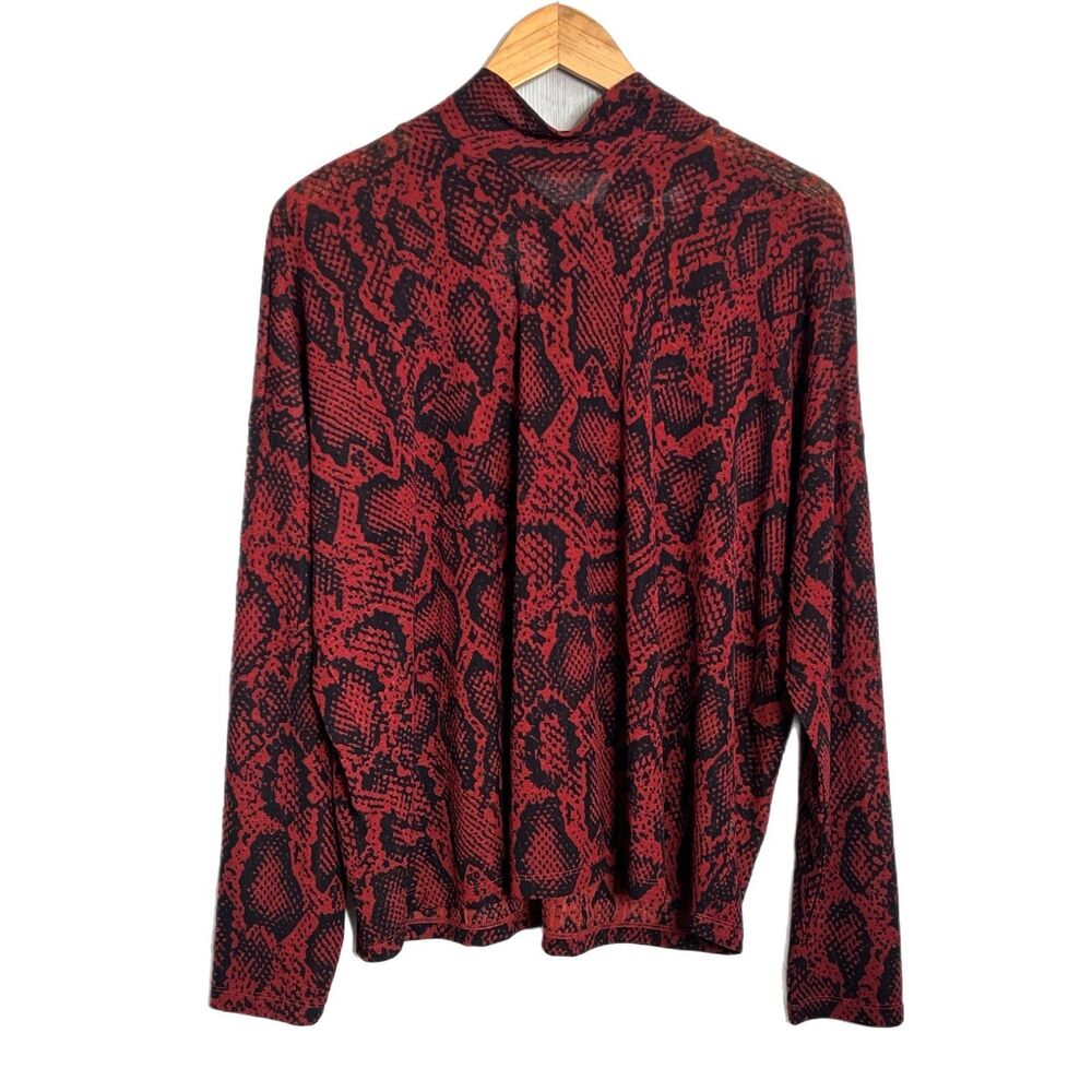 XL Elegant High Neck long sleeve blouse, Snake print, tie neck, Nine West top